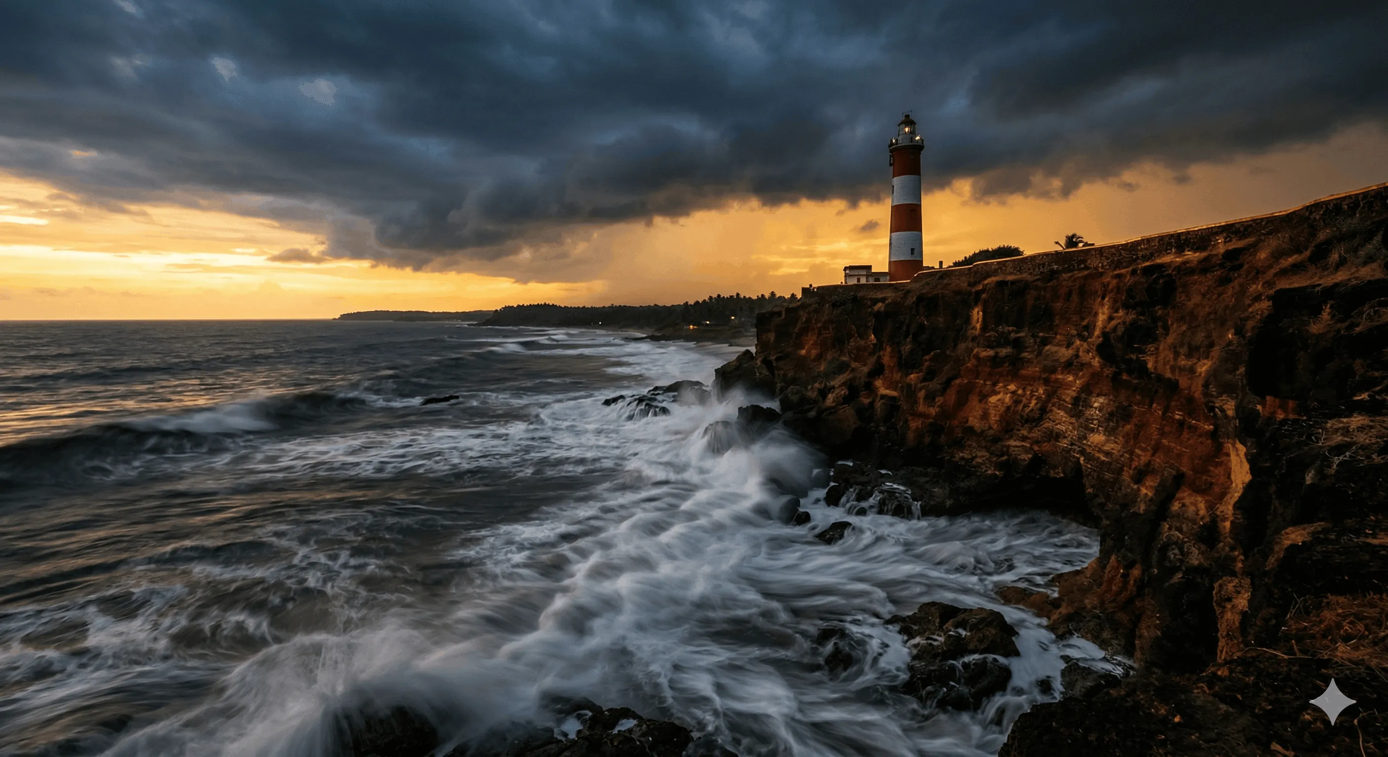 Kovalam beach with lighthouse