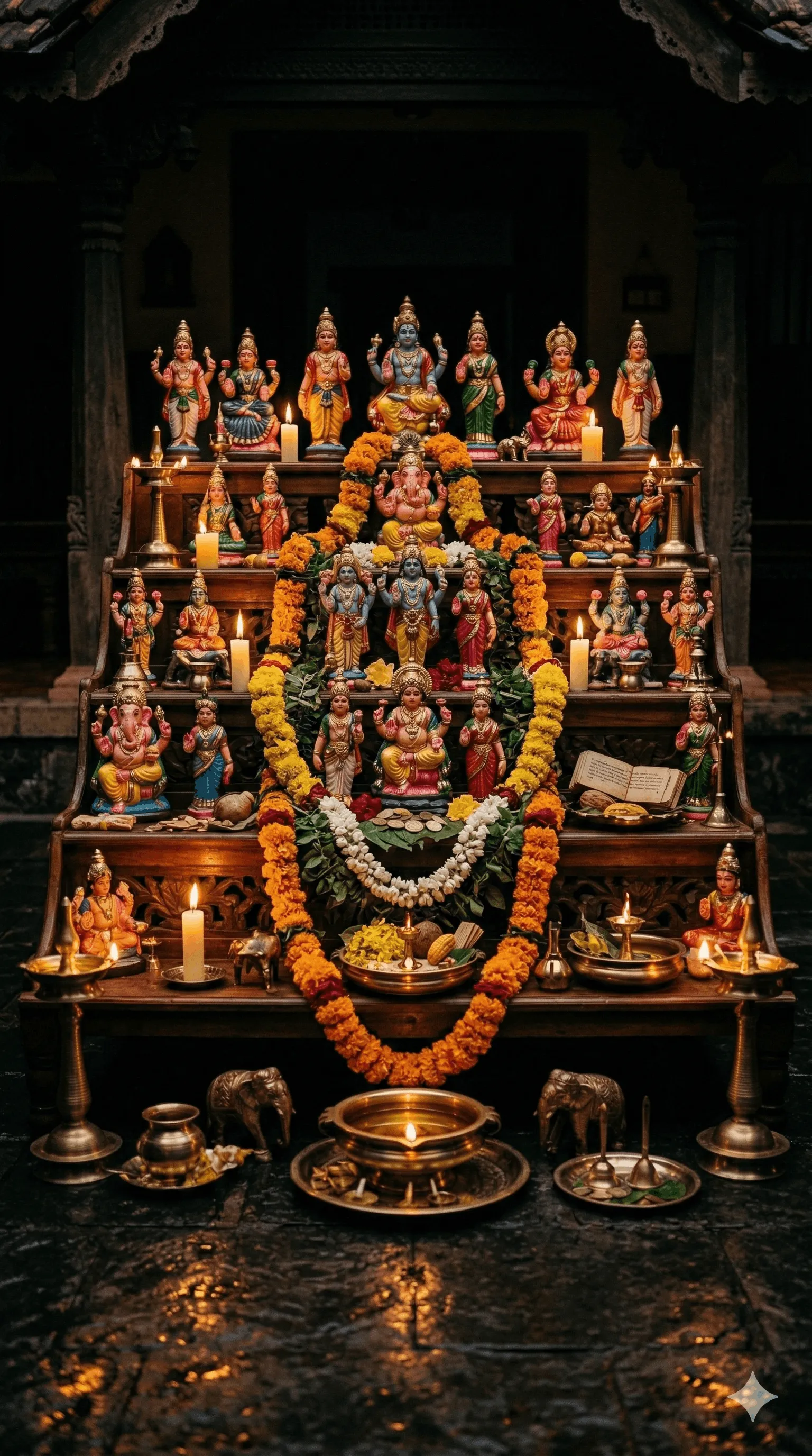 Navaratri celebrations with sacred lamps