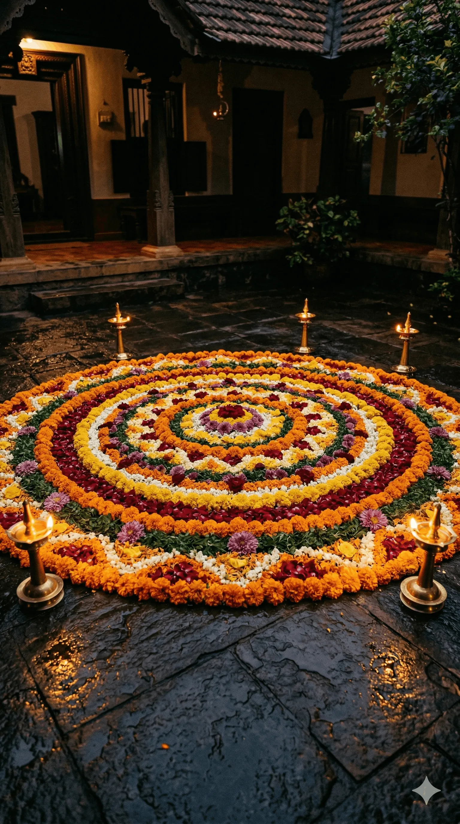 Onam festival celebrations with flower carpets