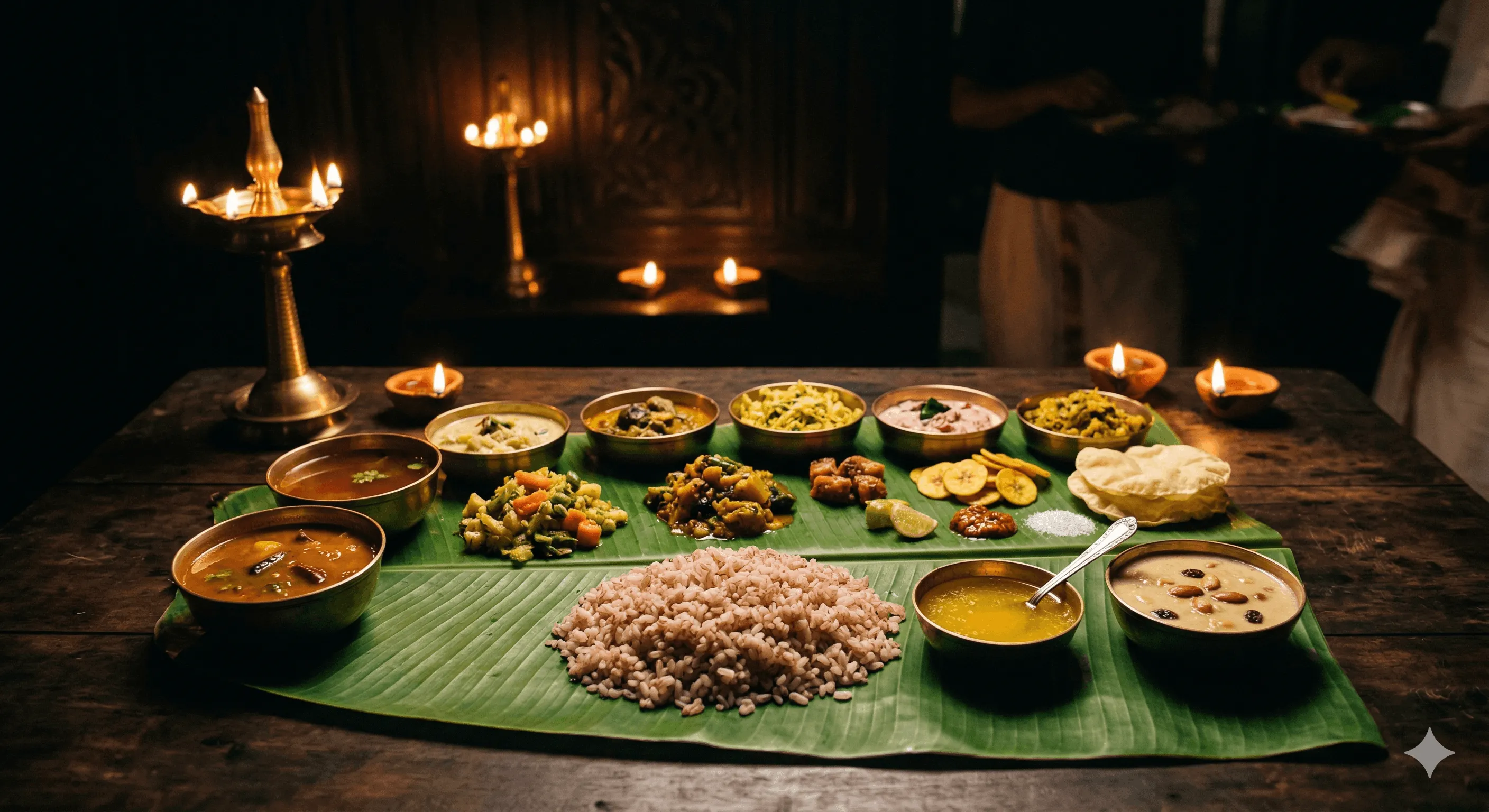 Kerala Sadhya feast on banana leaf