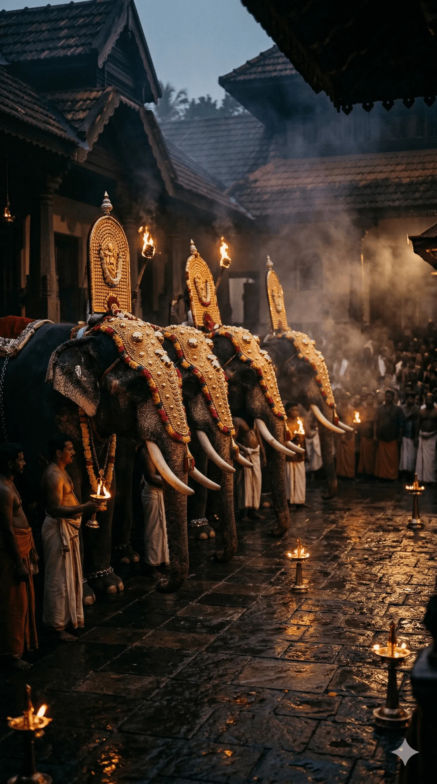 Thrissur Pooram festival with elephants